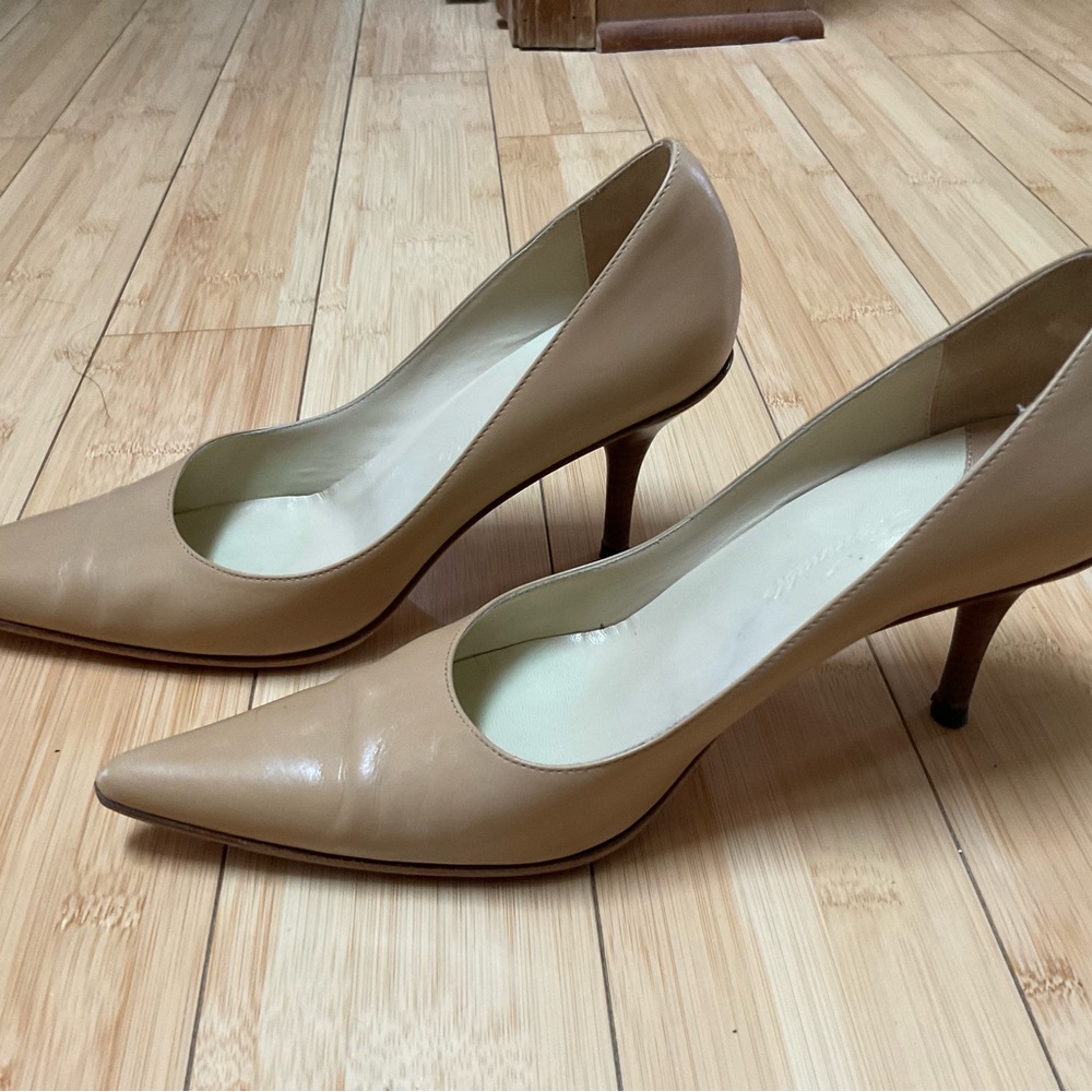 Pointy toe high heel leather pump